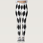 Leggings Forme de diamant de Rhombus blanc noir arlequin (Devant)