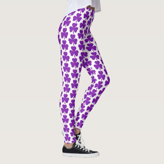 Leggings Forme de trèfle à carreaux violet (Droite)