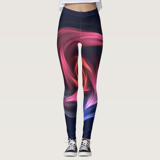 Leggings Forme De Vortex Abstrait Rouge Et Bleu (Devant)