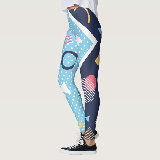 Leggings Forme géométrique bleu clair des années 80 (Gauche)