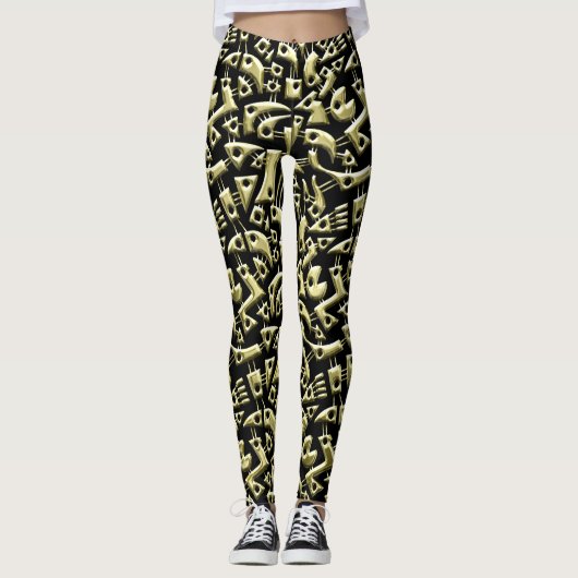 Leggings Formes Abstraites 180318 - Or brillant (Devant)