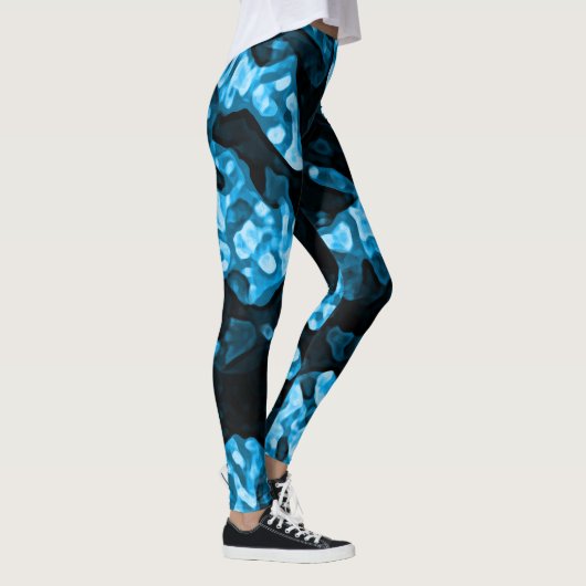 Leggings Formes Abstraites dynamiques Bleues Fraîches (Droite)