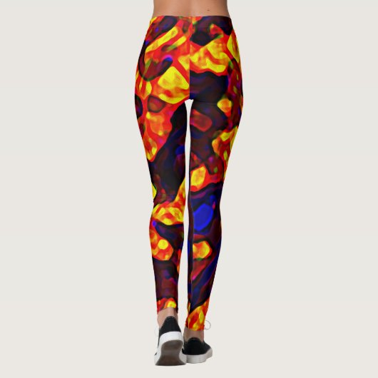 Leggings Formes Abstraites dynamiques Red Black Jaune (Dos)