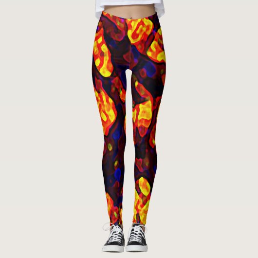 Leggings Formes Abstraites dynamiques Red Black Jaune (Devant)