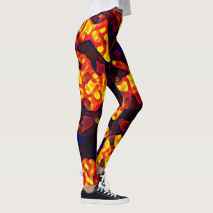 Leggings Formes Abstraites dynamiques Red Black Jaune