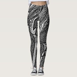 Leggings formes abstraites en noir et blanc contemporaines