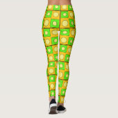 Leggings Formes Abstraites Vert Citron Jaune et Orange (Dos)