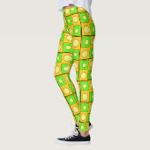 Leggings Formes Abstraites Vert Citron Jaune et Orange (Gauche)