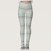 Leggings Formes Aztec Motif Rpt Crème Rusts Turquoise-Bleu (Devant)