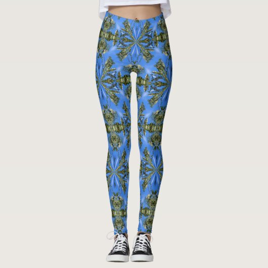 Leggings Formes bleues Motif d'art Abstrait (Devant)