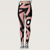 Leggings Formes Bohèmes Rose et Blanc Élégantes (Devant)