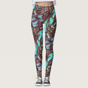 Leggings Formes courbes de la menthe au vin en satin de gra