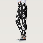 Leggings Formes de Fantôme blanc mou Motif Halloween noir (Gauche)