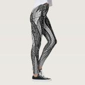 Leggings formes en feuilles noires et blanches design conte (Droite)