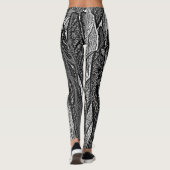 Leggings formes en feuilles noires et blanches design conte (Dos)