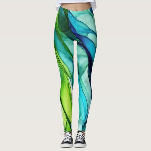 Leggings Formes en vert et bleu (Devant)