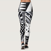 Leggings Formes géométriques abstraites main motif noir bla (Dos)