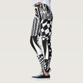 Leggings Formes géométriques abstraites main motif noir bla (Gauche)