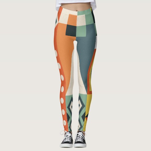 Leggings Formes géométriques, arrière - plan simple plat. (Devant)