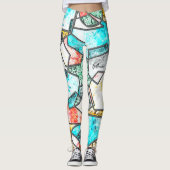 Leggings Formes géométriques avec des textures blanches étr (Devant)