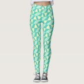 Leggings Formes géométriques en Turquoise et Jaune (Devant)