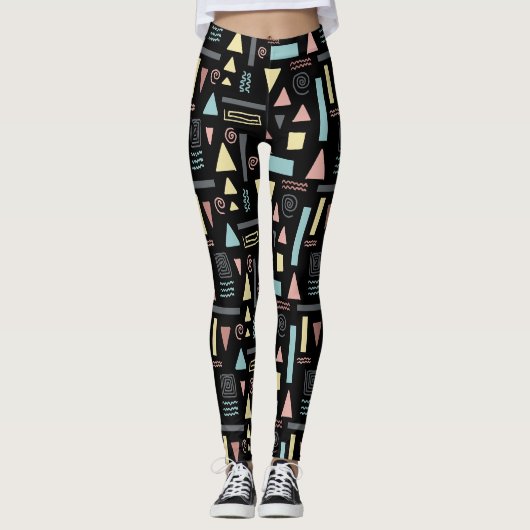 Leggings Formes géométriques noir motif (Devant)