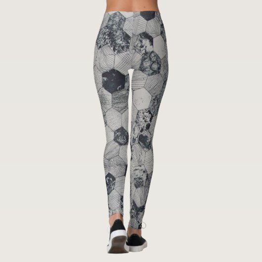 Leggings Formes géométriques noires et grises (Dos)