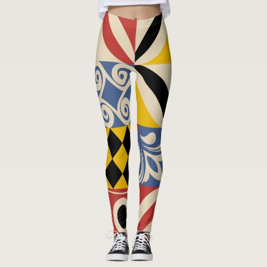 Leggings Formes géométriques rétro : azulejos. (Devant)