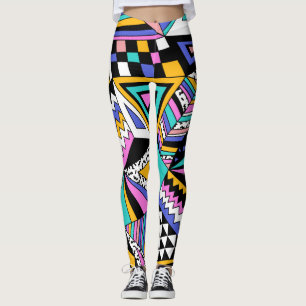 Leggings Formes géométriques rétro : Vintage coloré.