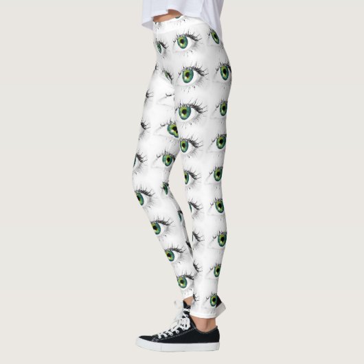 Leggings fou unique eyball bleu vert drôle halloween (Gauche)