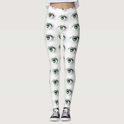Leggings fou unique eyball bleu vert drôle halloween (Devant)