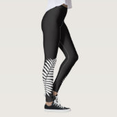 Leggings Fougère argentée noire et blanche (Droite)