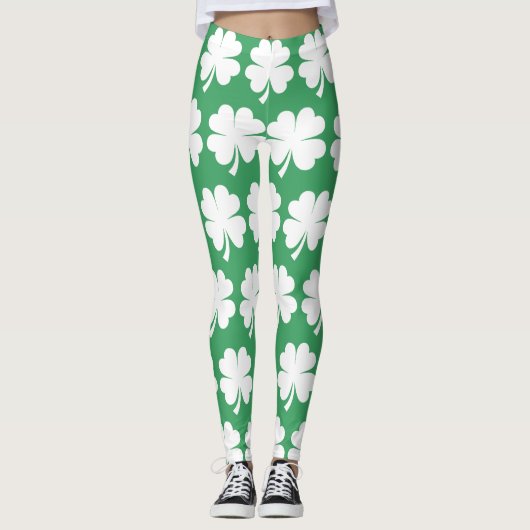 Leggings Four Leaf Lucky Clover Saint Patrick's Day (Devant)