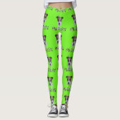 Leggings Fox Terrier Et Logo, Dames Lèvres Vertes (Devant)