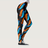 Leggings Foyer bleu électrique orange japonais peint fougèr (Droite)