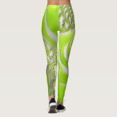 Leggings Fractale en spirale verte citron abstrait (Dos)