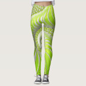 Leggings Fractale en spirale verte citron abstrait (Devant)