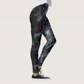 Leggings Fractale florale en spirale verte pourpre foncée (Droite)