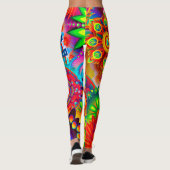 Leggings Fractale mignonne de cool psychédélique au néon de (Dos)