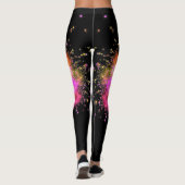 Leggings fractale moderne en rose et noir (Dos)