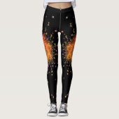 Leggings fractale moderne en rose et noir (Devant)