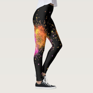 Leggings fractale moderne en rose et noir