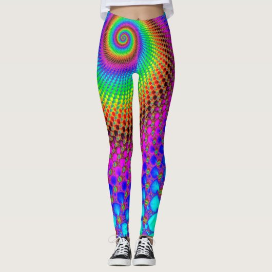 Leggings Fractale spirale Abstraite - couleur néon (Devant)