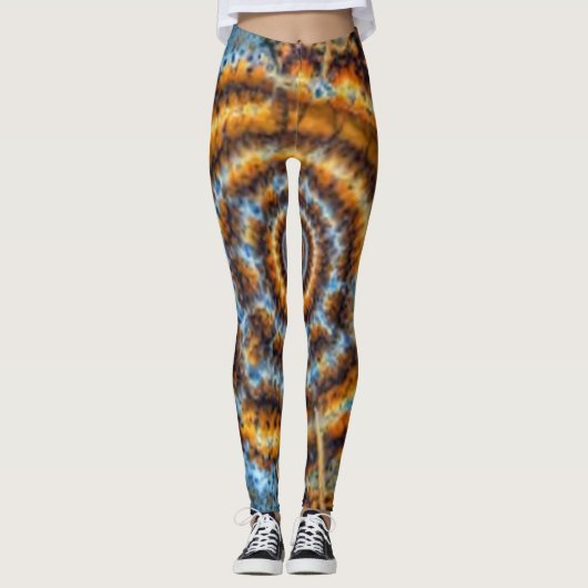 leggings fractaux bleus et or (Devant)