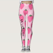 Leggings Fraise adorable l Rose et vert l Design amusant (Devant)