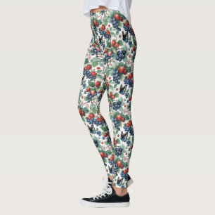 Leggings Fraises Blueberries et papillons Floral