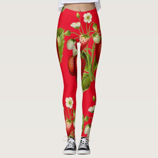 Leggings Fraises Botanique Rouge (Devant)