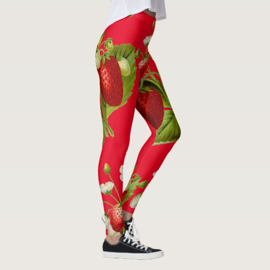 Leggings Fraises Botanique Rouge (Droite)