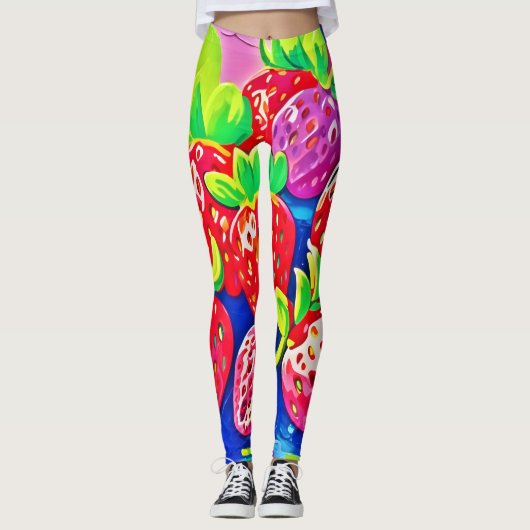 Leggings Fraises Pop Art (Devant)