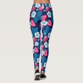 Leggings Fraises roses sur bleu (Dos)